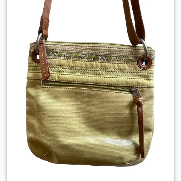 Fossil Key-Per EUC GREEN COATED FLORAL CANVAS CROSSBODY SHOULDER BAG 11”x11” - Picture 4 of 10